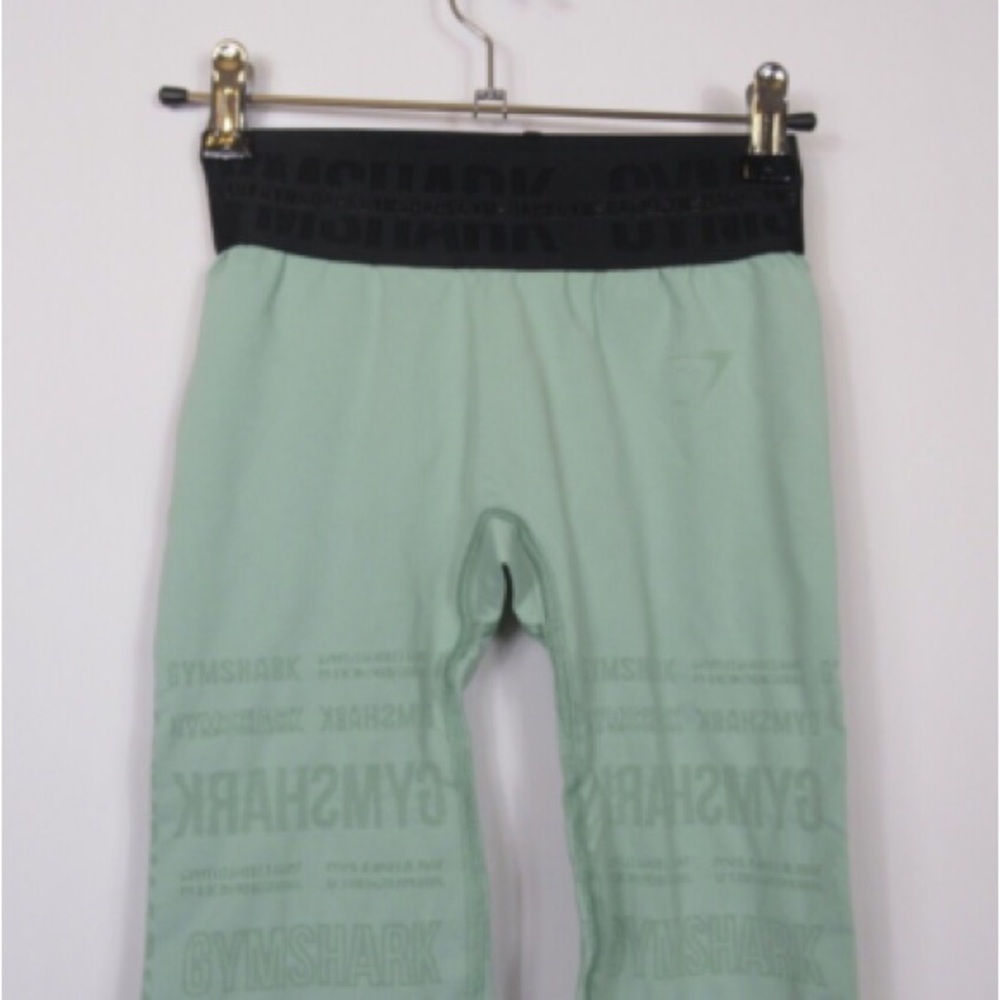 Gymshark Light Green Leggings with Black Waistband